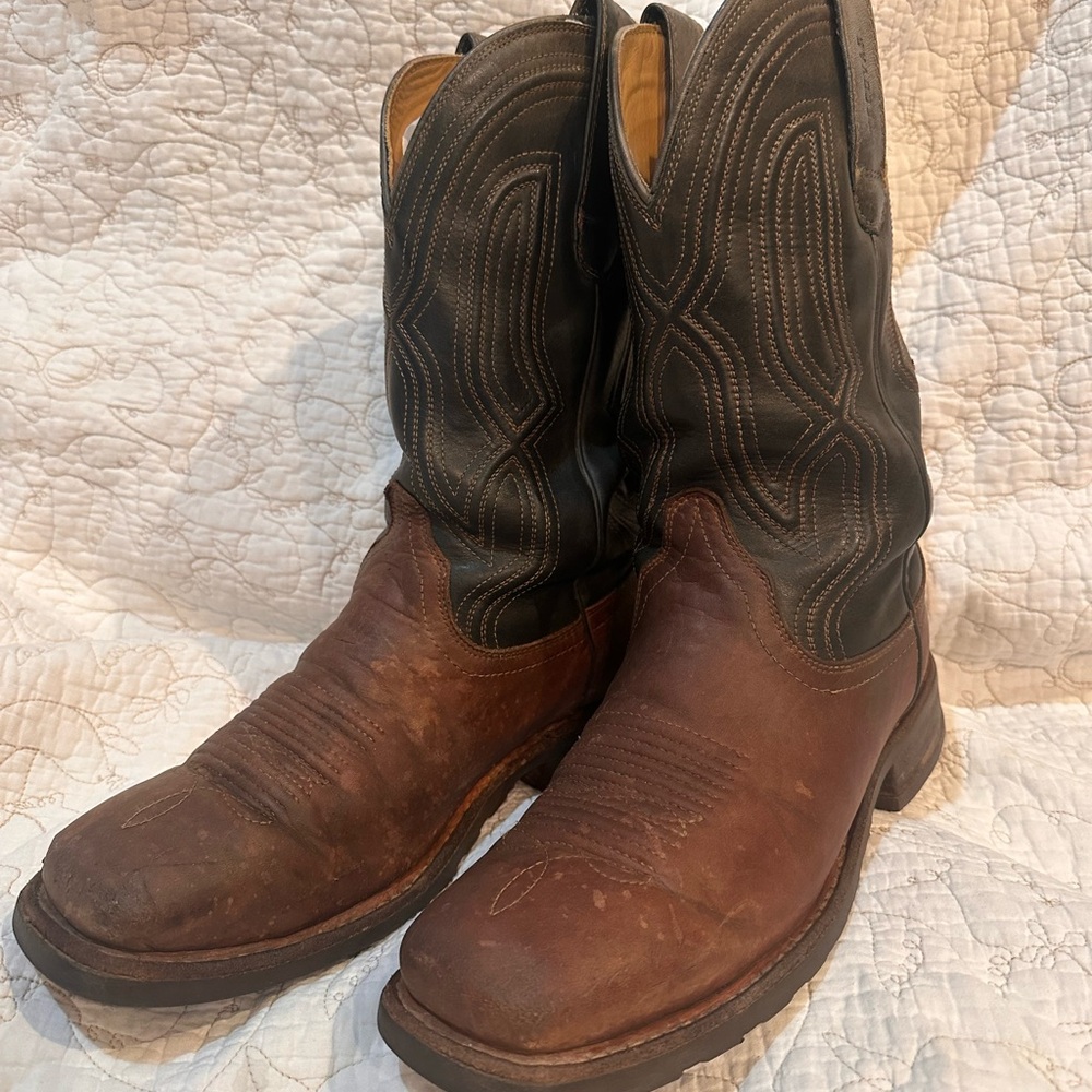 Tecovas Two-Tone Brown and Black Cowboy Boots